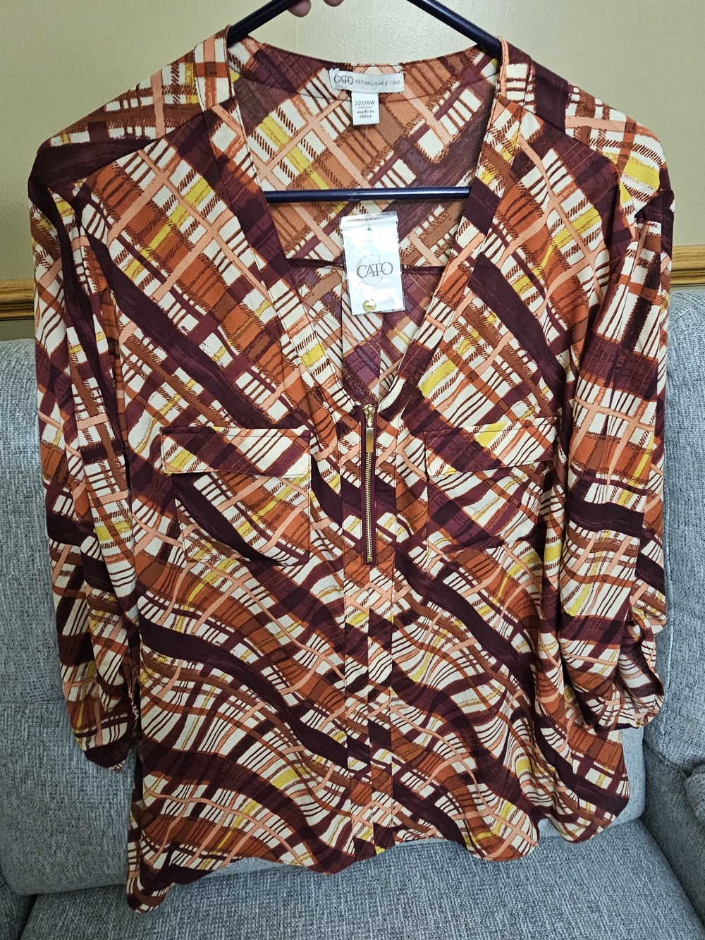 Cato Women's Multi-Color V-Neck Blouse
